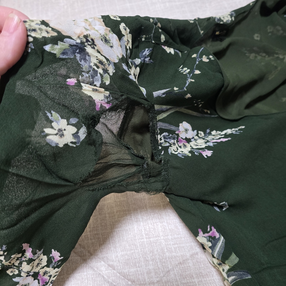 Massimo Dutti Forest Green Floral Long Sleeve Dress - Picture 13 of 15